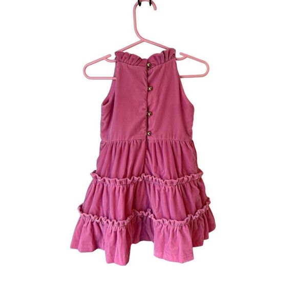 Janie & Jack Baby Girl Pink Velvet Ruffled Holiday Dress - Picture 3 of 9